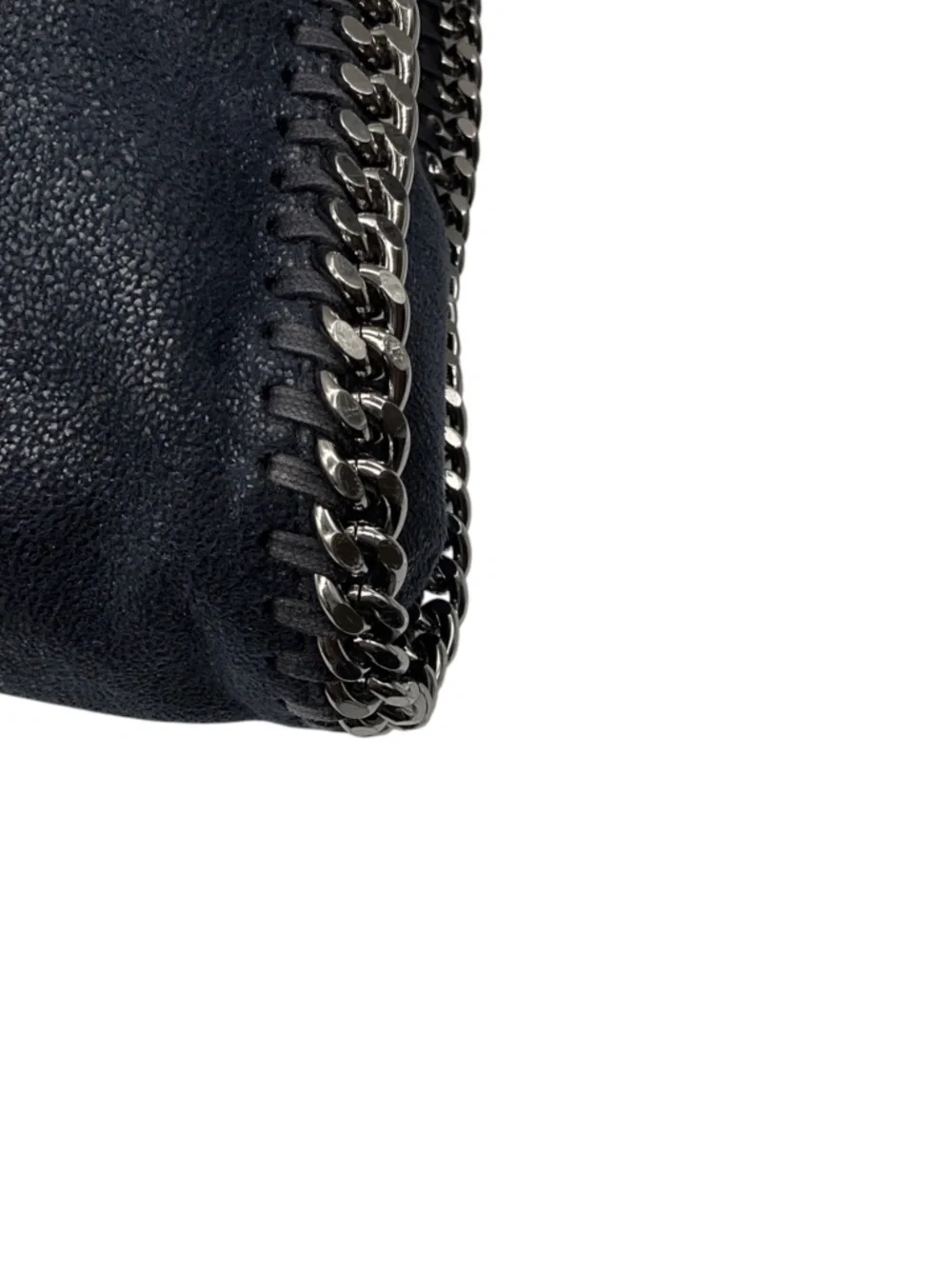 STELLA MCCARTNEY NAVY BLUE FALABELLA FAUX LEATHER SHAGGY DEER TOTE BAG
